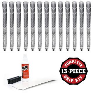 Golf Pride Multicompound MCC Plus 4 Midsize Grey Grip Kit (with 13 grips, 13 tapes, solvent, vise clamp)