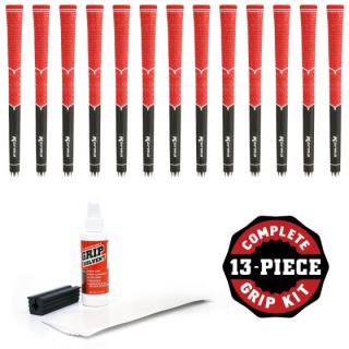 Karma V-Cord Golf Griff Standard schwarz - rot Griff Set (13 x Griffe, 13 x Tape, Solvent und Schaftklammer)
