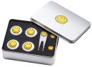 Smiley gift box with golf balls, pitch fork and ball marker